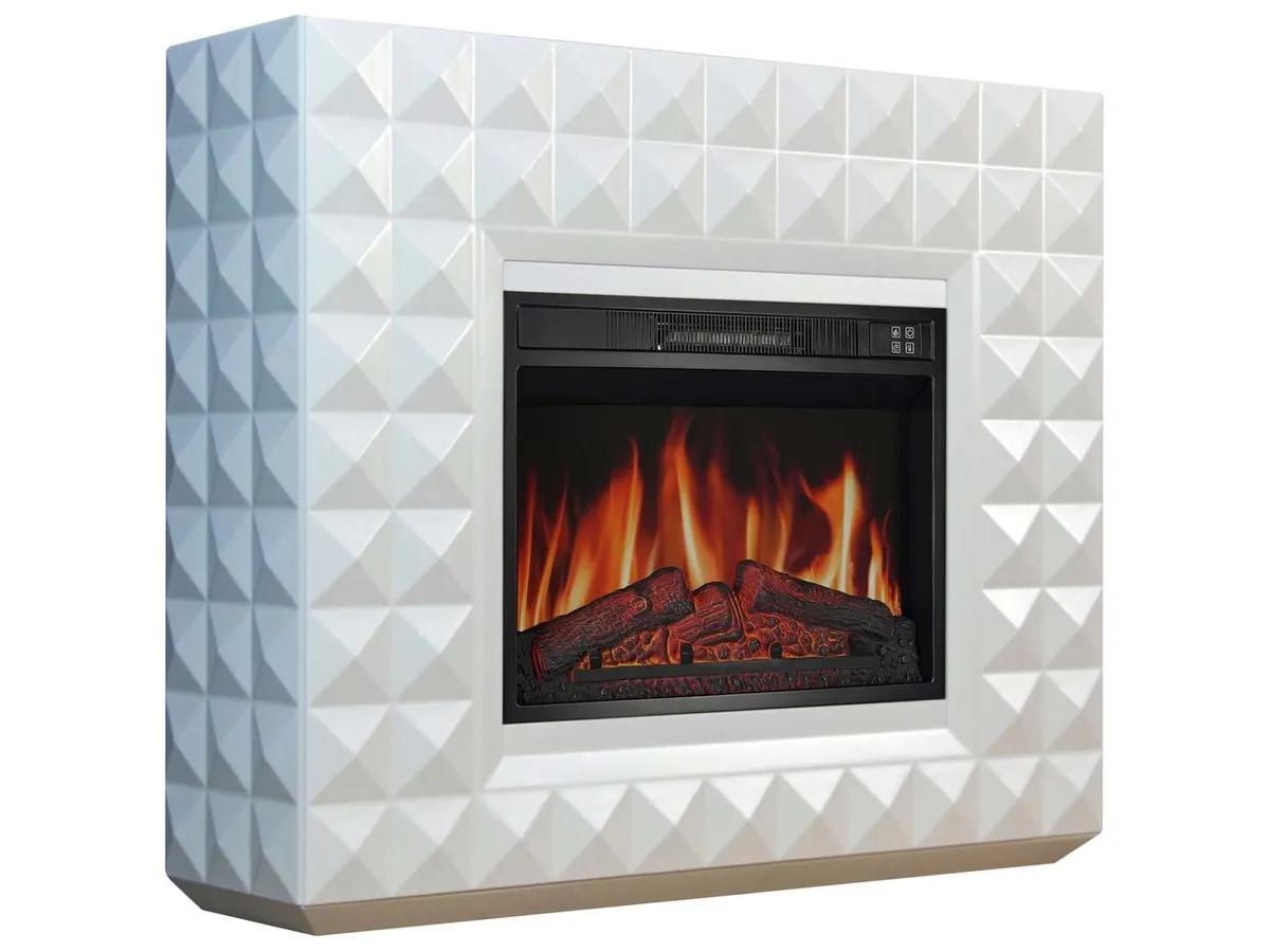 Камінокомплект ArtiFlame Diamond AF23S білий з обігрівом і звуком горіння вогню