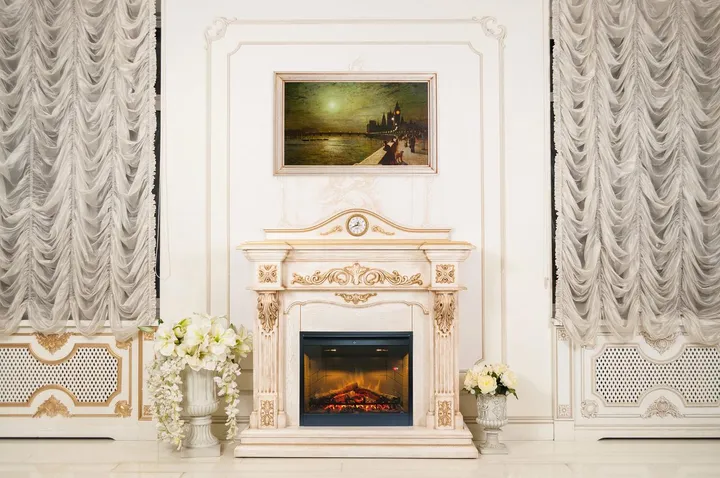 Камінокомплект електричний Dimplex IDaMebel LONDON білий з каміном Symphony DF2608