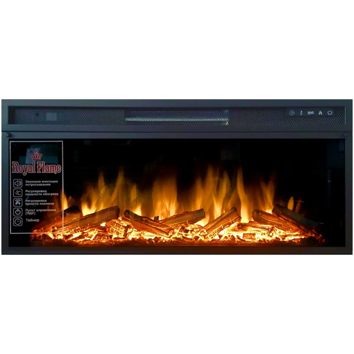 Електрокамін з ефектом полум'я декоративний Royal Flame Vision 42 LOG LED чорний вбудований