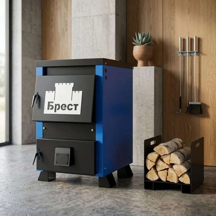 Котел твердопаливний до 120 м² Брест Малюк 12 кВт тривалого горіння для опалення будинку, дачі, гаража або виробництва