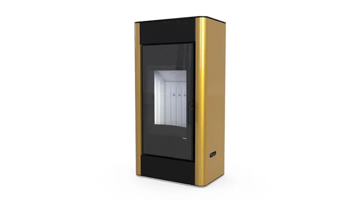 Польська піч на дровах до 90 м² сталева Defro Home SOLUM TOP золота 9 кВт (1150х600х400 мм)